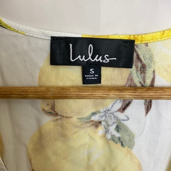 LULU'S A La Tart Lemon Print Wrap Mini Dress - D31 - Picture 4 of 6